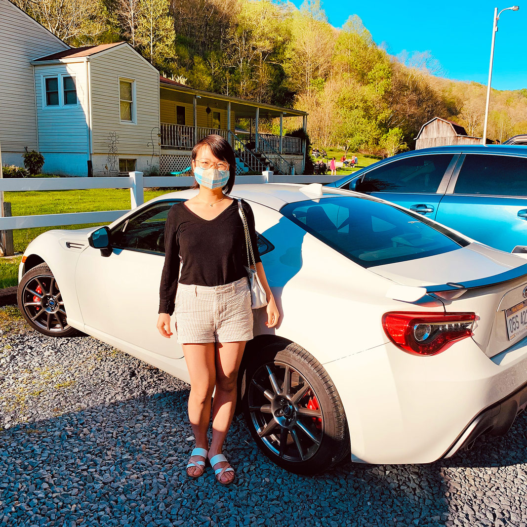 Pearl with the wife getting pizza out on the farm at Pizzas and Cream Nebo West Virginia